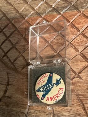 Antique 1940’s Campaign Pin - Wings for Wilkie Political Collectible in plastic